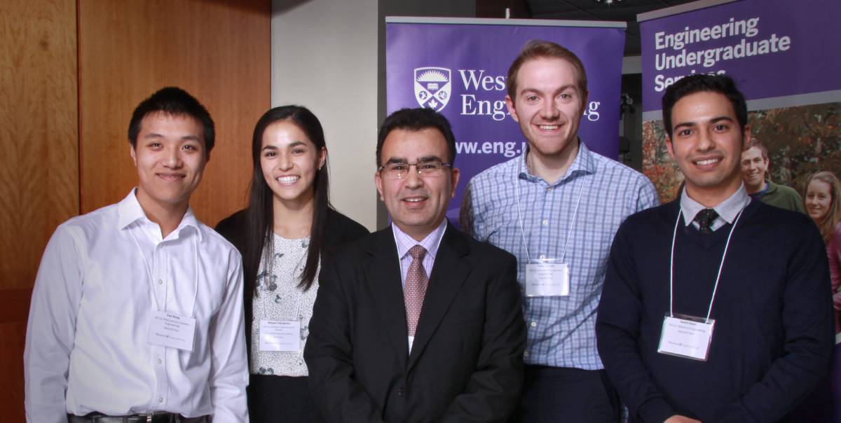 Western University scholarship winners with PEO London chapter member, Imtiaz Shah, P.Eng.