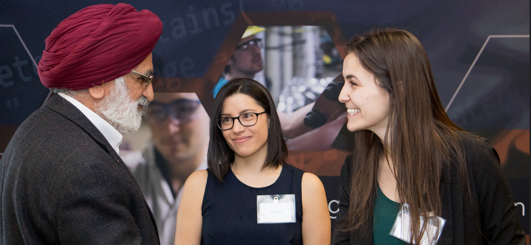 University of Ottawa scholarship winners with Foundation member, Sucha Mann, P.Eng.